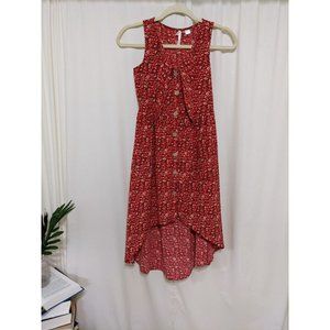SCOOTER Women Shirt Dress High Low Red Floral Asymmetric V-Neck Casual Size 8